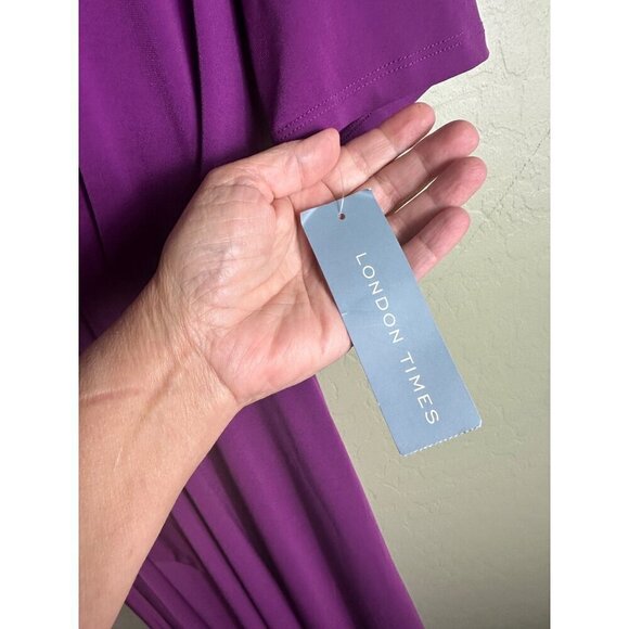 NWT London Times Purple Short Sleeve Dress Size 6 - Picture 5 of 5